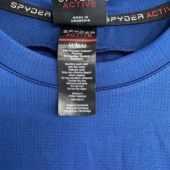 NEW Spyder Active Men's M Blue Short Sleeve Crew Neck Shirt Polyester Blend - Picture 5 of 7